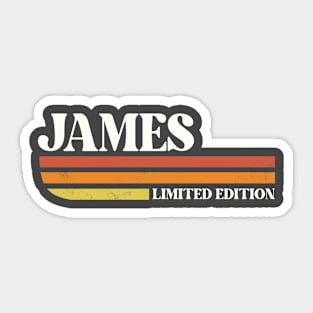 JAMES Surname Funny Reunion Retro Vintage 70s 80s Birthday Sticker